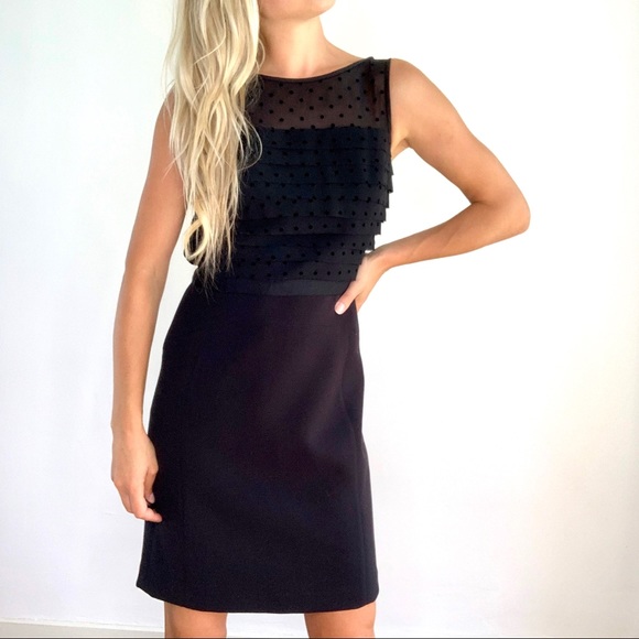 Loft NWT Black Polka Dot Layered Sheath Dress sz 2 - Picture 12 of 12